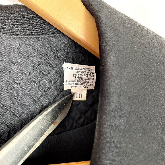 40s-50s style vintage quilted black button front dress - size M - Picture 9 of 10